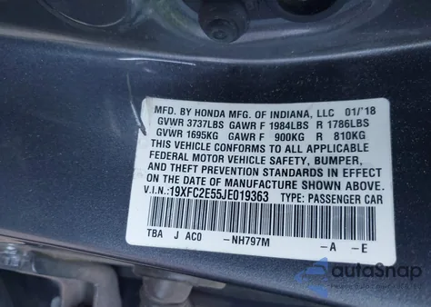 2018 Honda Civic Lx from USA, damaged, VIN 19XFC2E55JE019363